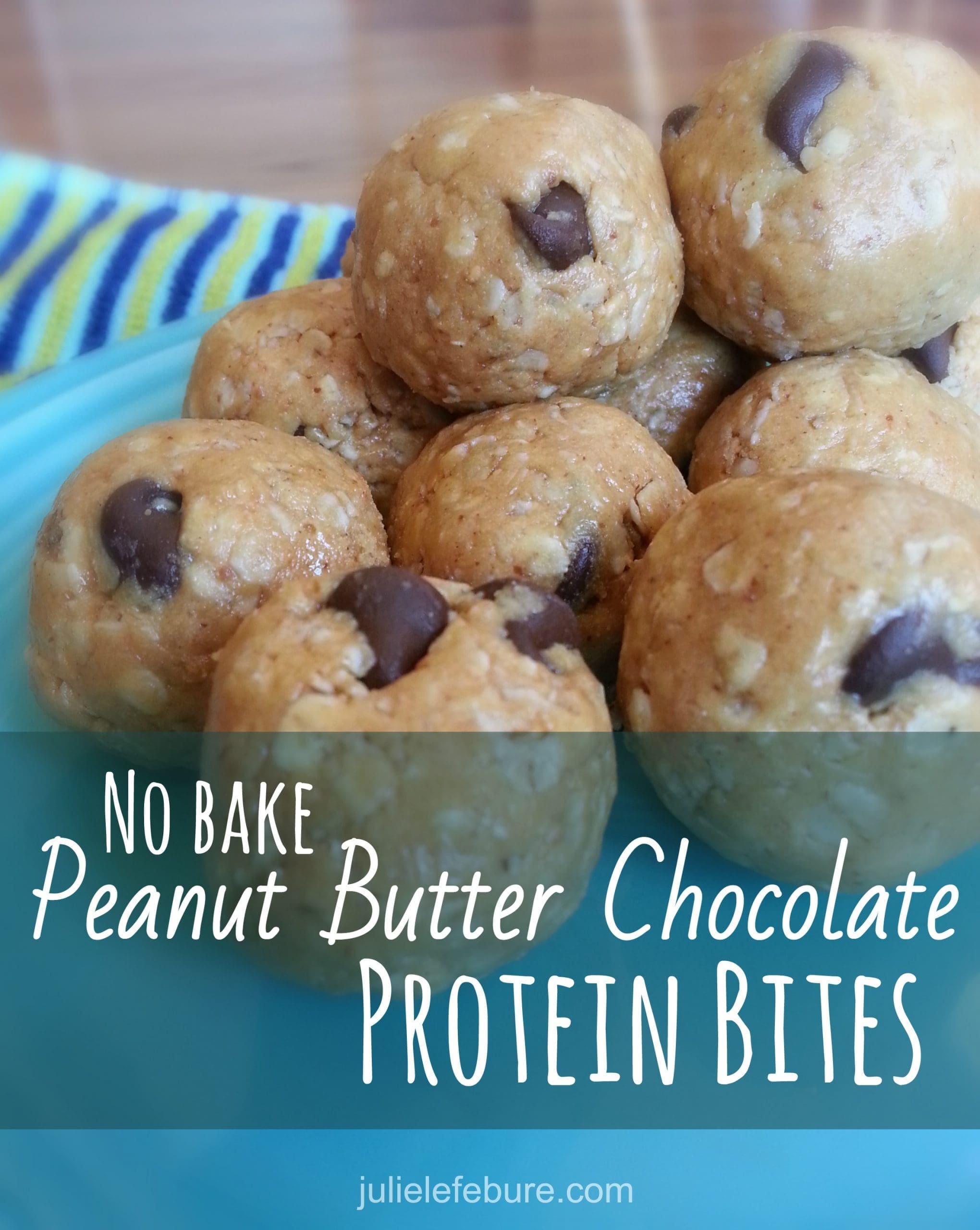 No Bake Peanut Butter Chocolate Protein Bites