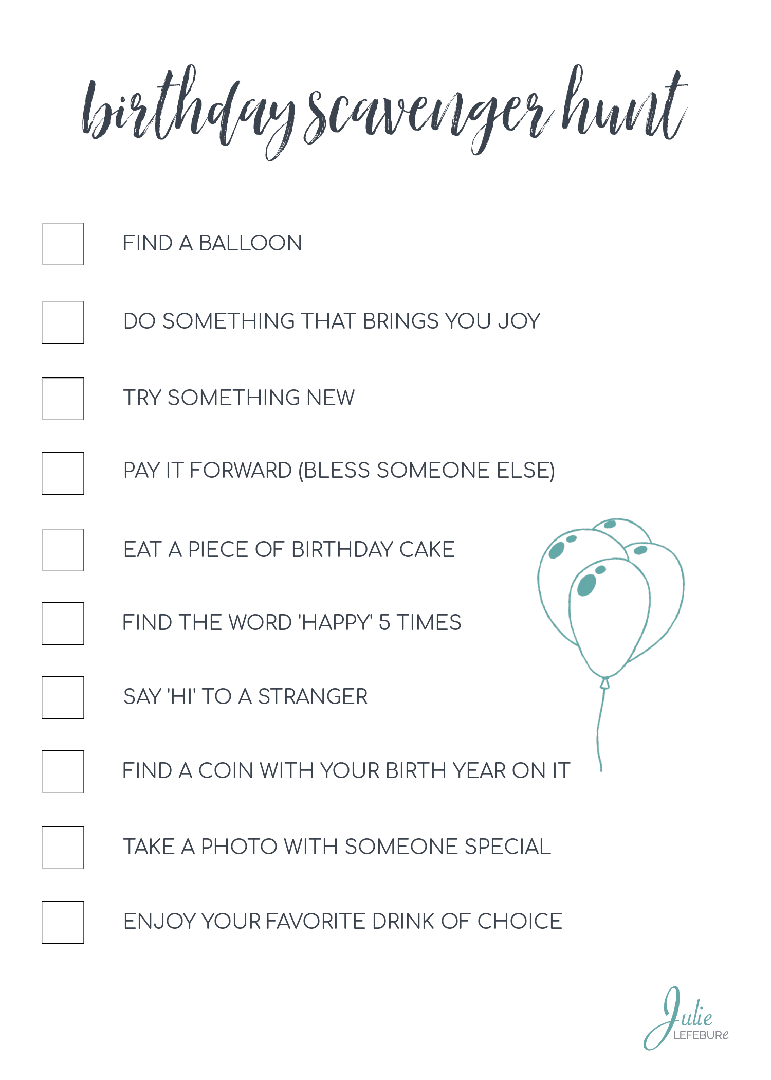 Birthday Scavenger Hunt
