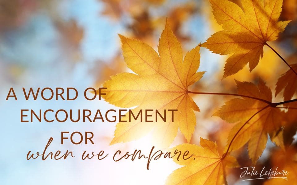 A Word Of Encouragement For When We Compare