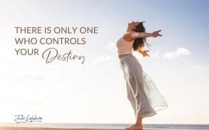 There Is Only One Who Controls Your Destiny | woman in flowy skirt standing sideways looking up with arms lifted to sides