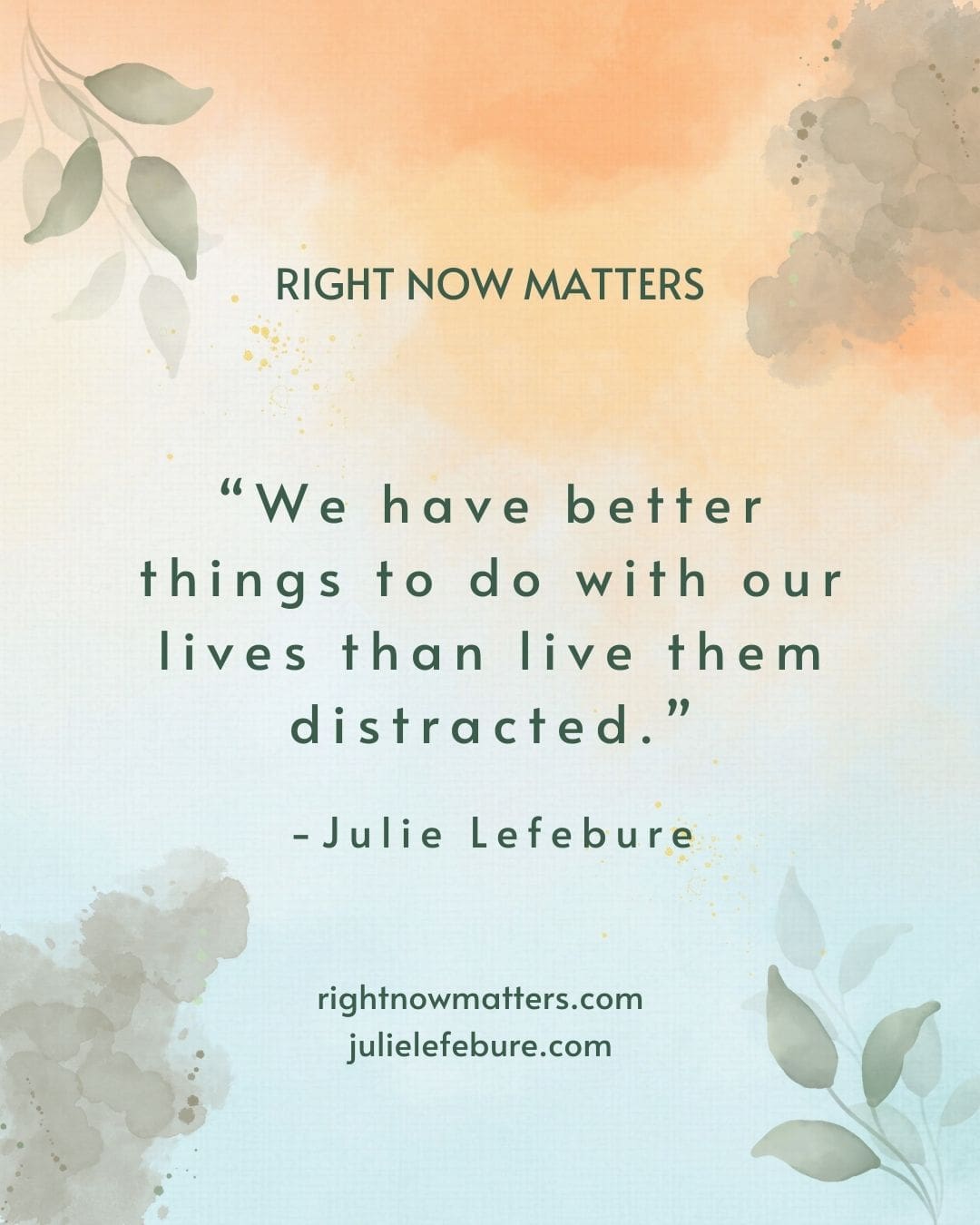 We have better things to do with our lives We have better things to do with our lives than live them distracted.